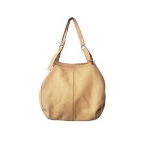 Tod's Leather Hobo Tote Handbag Shoulder Bag Purse Beige/Tan Large